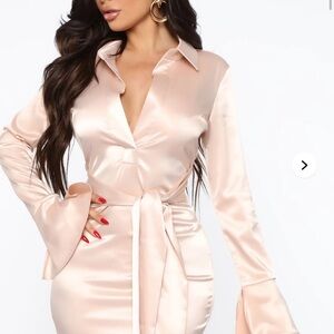 Elegant Satin Blush Dress